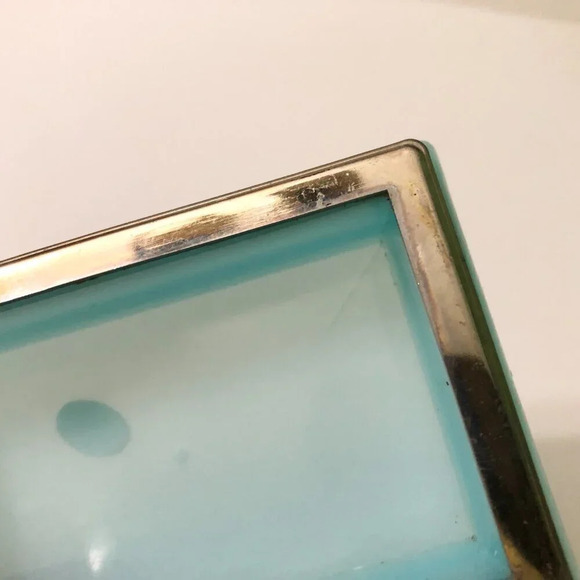 Vintage Trinket Box  Blue Plastic Hong Kong Hinged Floral Case Flaws - Picture 8 of 16